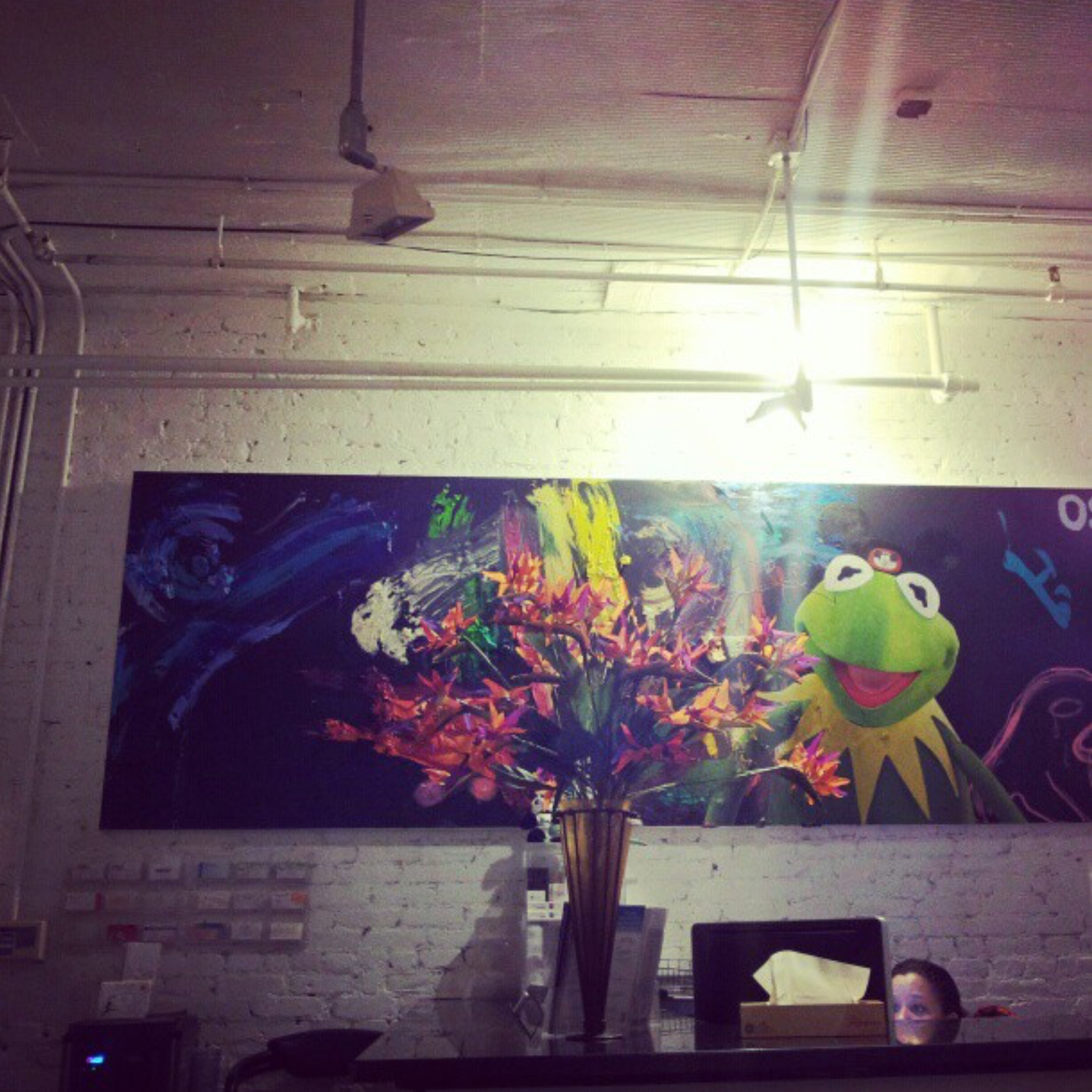 Colorful artwork in the former medical office